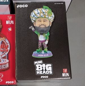 FOCO Mini Big Heads Jason Kelce Figurine - Green and Purple
